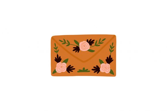 Charming Floral Brown Old Vintage Mail Envelope
