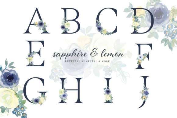Discover the Elegance of Watercolor Blue Floral Alphabet Clipart
