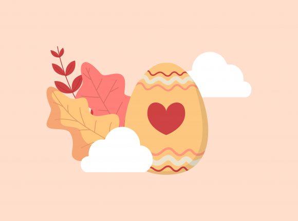 Easter Egg Love: Red Floral Cloud Vector