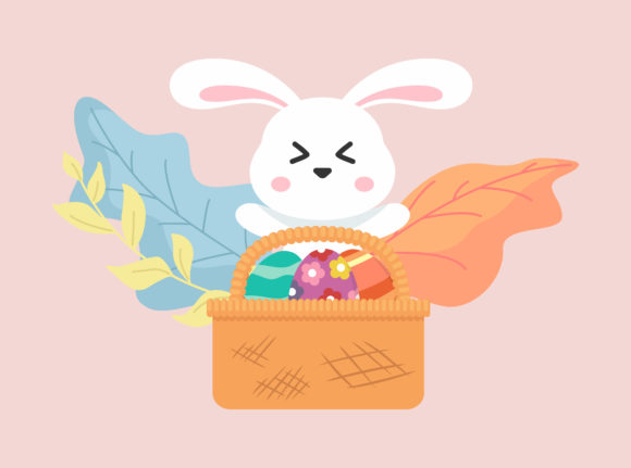 Easter Eggs Flower Bunny Basket Floral