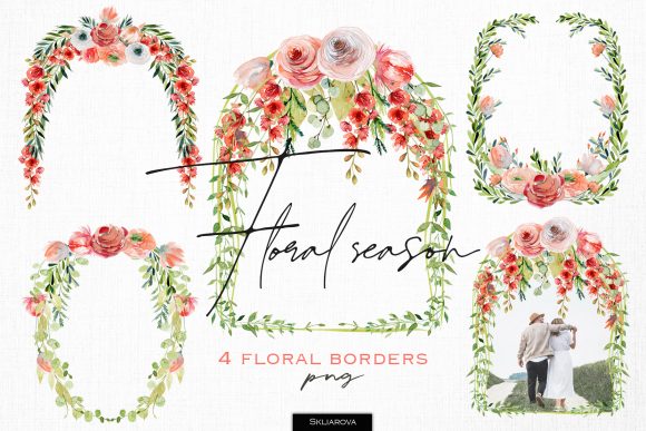 Enhance Your Designs with Floral Season. Borders Set.