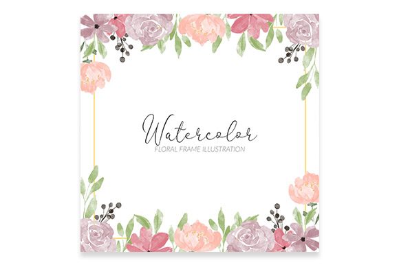 Enhance Your Designs with the Watercolor Square Rose Floral Frame