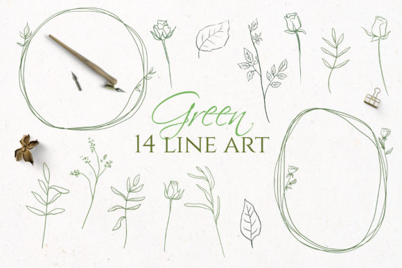 Green Floral Line Art: A Versatile Design Element