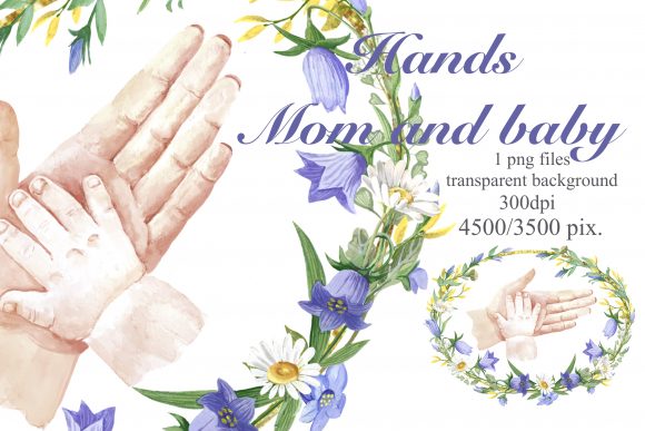 Hands of Mom and Baby in a Floral Frame: A Versatile and Charming Illustration