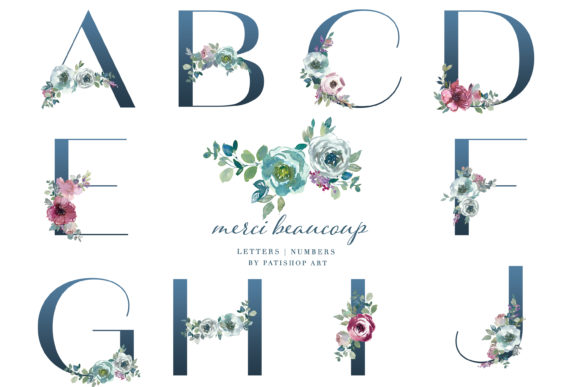 Strategic Use of Watercolor Mint Mauve Floral Alphabet for Enhanced Branding and Creativity
