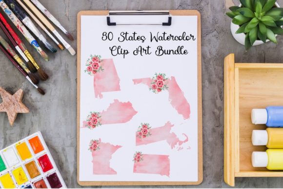 USA Map Watercolor Floral Clipart: A Creative and Versatile Design Resource