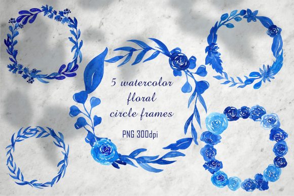 Watercolor Blue Floral Wreath PNG Frame: A Versatile and Elegant Design Solution