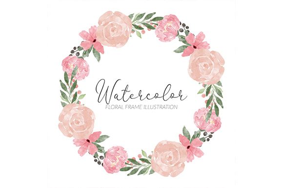 Watercolor Circle Wreath Floral Frame: A Versatile and Charming Design Element