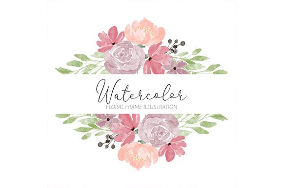 Watercolor Floral Frame with Rose Peony