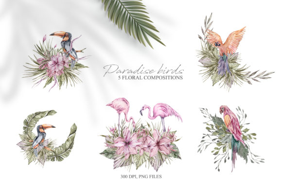 Watercolor Floral Tropical Birds Clipart: A Versatile Design Element