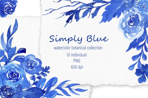 Watercolor Flower Clipart: A Versatile Blue Floral Design